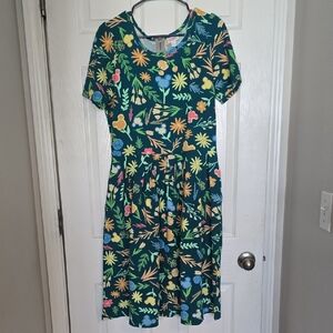 Disney LuLaRoe Green Floral Dress With Hidden Mickeys